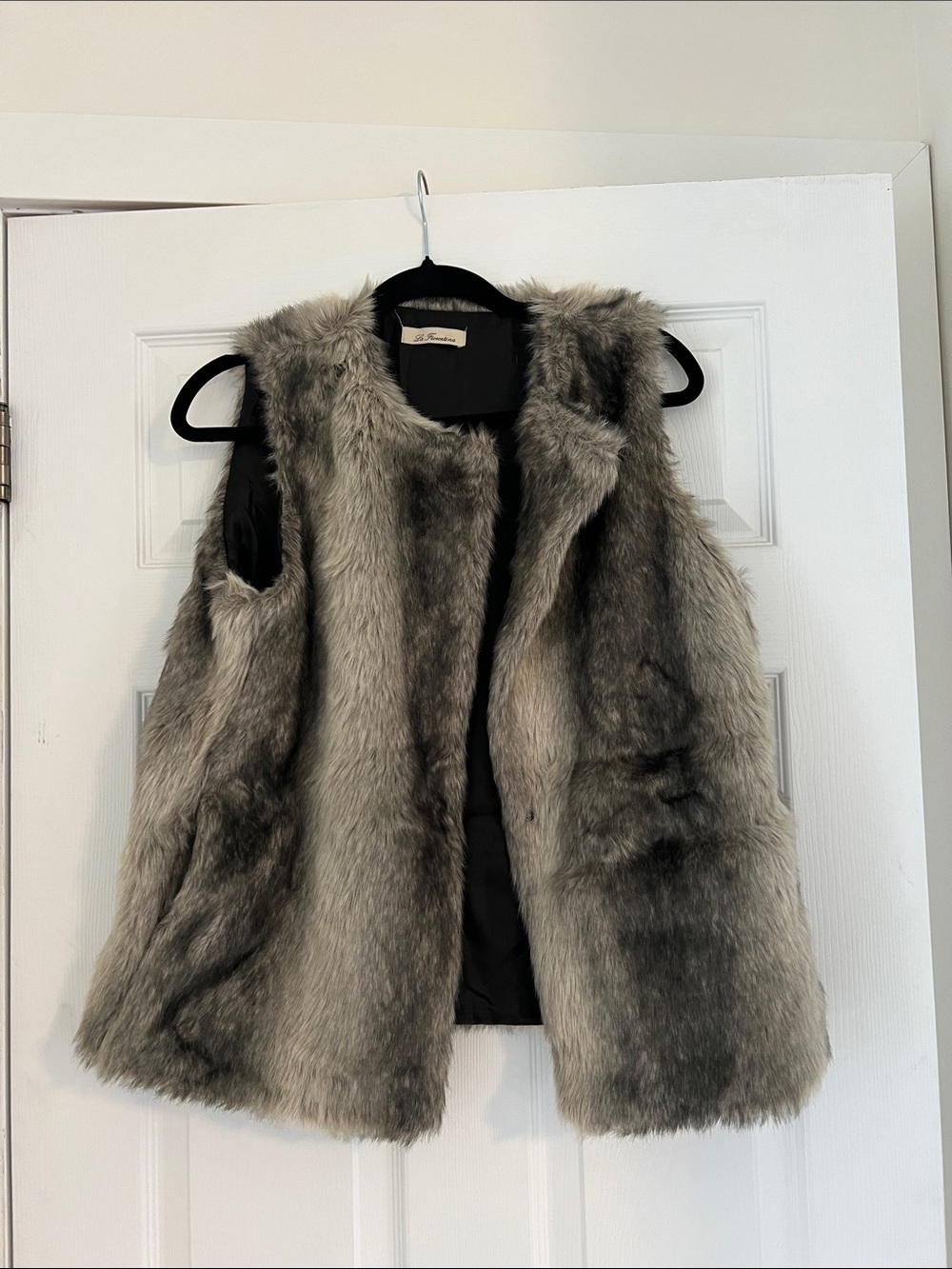 Saks Fifth Avenue Gray Faux Fur Sleeveless Vest